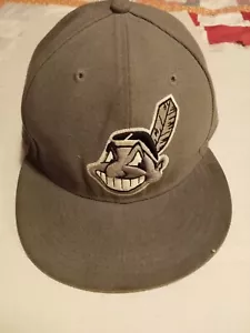 New Era 59Fifty 7 1/2 Cleveland Indians Retro Fitted Gray Polyester BB Cap - Picture 1 of 12