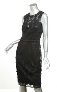 DOLCE&GABBANA Womens Black Floral Lace Stretch Sleeveless Dress 8-44 NEW - Picture 1 of 5