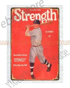1927 baseball Babe Ruth Care of the Teeth Strength metal tin sign modern wall - Picture 1 of 4