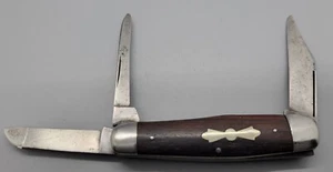 Vintage Waterville 3-Blade Wood Handle Swell Center Whittler Pocket Knife - Picture 1 of 12