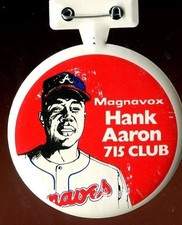 Pin Sports Baseball - 1974 - Hank Aaron 715 Club Magnavox