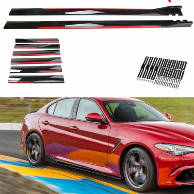86.6"/2.2M Red Line Side Skirt Rocker Splitter Lip For Alfa Romeo Giulia 2015-22 - Imagem 1 de 4