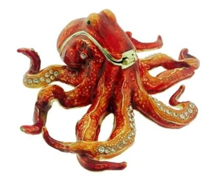 Orangenrot Oktopus mit Schmuck Kristall Schmuck Box Tiefsee Ozean Geschenkbox - Bild 1 von 1