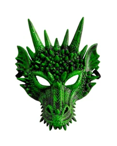 Green Dragon Mask Adult Half Face Halloween Lizard Costume Party World Book Day - Picture 1 of 2