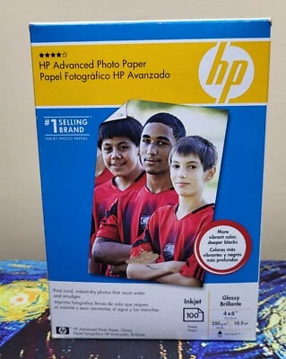 HP Advanced Photo Paper 4” x 6" Glossy 10.5 Mil 100 Sheets 2007 Unopened - Image 1 of 4