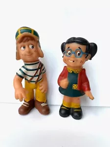 Vintage Giocatolli Bolaños Chavo and Chilindrina Rubber Figures 70s - Picture 1 of 9