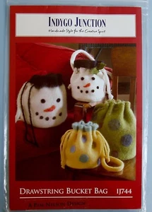 Felted Knitting Bucket Bag Pattern Polka Dot Christmas Snowman Needle Felting - Picture 1 of 2