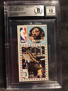 1986 Merchante Spanish #169 James Worthy Signed Rookie RC Auto 10 Beckett  - Picture 1 of 2