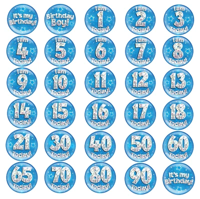 Insignia de cumpleaños Jumbo azul y plateada edades 1-90, 1 16 18 21 30 50 60 Foto 1 de 4