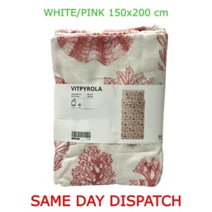 JUEGO FUNDA NÓRDICA ALMOHADA IKEA VITPYROLA 100% Algodón BLANCO/ROSA FLORES 150x200cm - Imagen 1 de 3