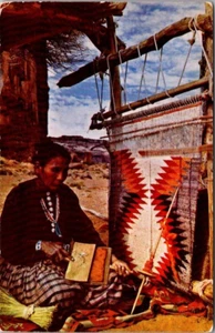 NAVAJO WEAVER Arizona AZ NATIVE AMERICAN Postcard - Picture 1 of 2
