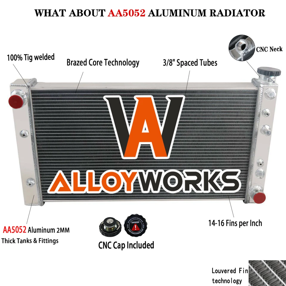 4 Row Aluminum Radiator For 1982-1994 1991 Chevy S10 GMC S15 Jimmy SBC 350 V8 — 第 1/4 张图片