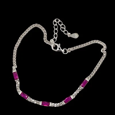 Pulsera de plata de ley 925 de 2,6x5 mm con forma de esmeralda rubí cadena cubana 6,75-8" Foto 1 de 2