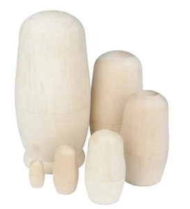 Set bambola nidificazione verniciabile vuota 6 pezzi matrioska russa non verniciata fai da te grande 6" - Foto 1 di 3