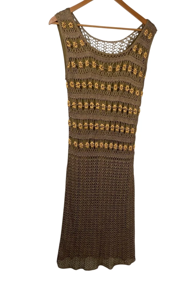 Conjunto de Vestido y Topper Saint Tropez West Para Mujer Crochet Cuentas Resort Boho Talla XL Foto 1 de 4