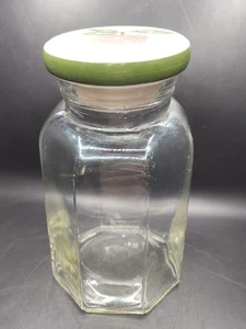 Vtg Green Glass Canister/Jar With Ceramic Lid Angled Neck Made In Italy 10"H - Picture 1 of 8