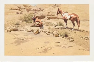 Stampa numerata firmata Frank McCarthy 'Apache Scout' 829/1000 - Foto 1 di 5