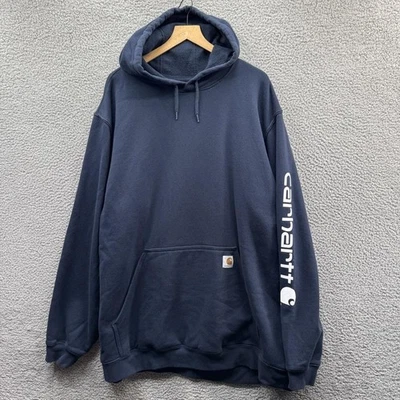 Sudadera con Capucha Carhartt Para Hombres 3XL Alta Azul Marino Calce Suelto Logo Manga Gráfico K288 Foto 1 de 4
