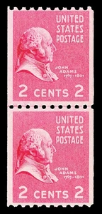 Scott 850 1939 2c Adams Presidential Coil Mint Line Pair F-VF NH Cat $7.50 - Picture 1 of 1