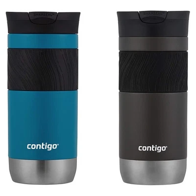 Paquete de 2 tazas de viaje Contigo aisladas de acero inoxidable con agarre 16 oz - sake/enebro Foto 1 de 4