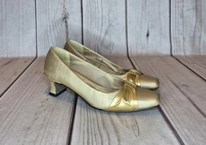 Easy Street Women's Sz 7M Alive 5 Gold Satin Flexible Outsole Dance Shoes 1¾" - Picture 1 of 16