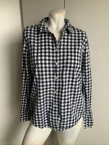 J.Crew women’s size Large blue/white gingham check long sleeve button-up shirt - Picture 1 of 5