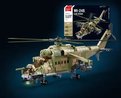 Sluban Army Helicopter Building Blocks KA52S Gunship MI24S Transport Toy Set - Image 1 of 4