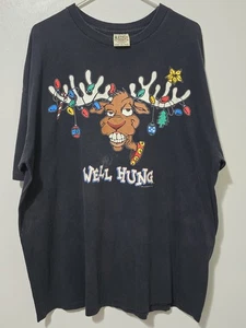 Vintage 1995 Christmas Moose Well Hung   T-Shirt Single Stitch Men's Size XXL - Picture 1 of 16