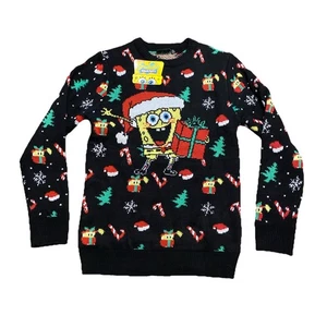 Nickelodeon SpongeBob Schwammkopf hässlicher Weihnachtspullover Herren Größe Small neu mit Etikett - Bild 1 von 5