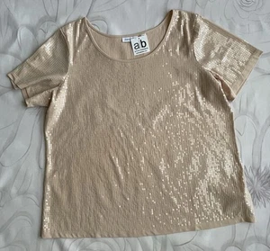 NEW Joan Rivers Shirt Top sz 1X Tan All Over Sequins Amanda Blair - Picture 1 of 4