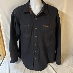 Carhartt Mens S96 Blue Canvas Flannel Lined Work Metal Snaps Shirt XL Has Flaws - Picture 1 of 12