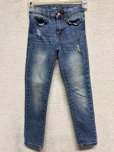 Pantalones de mezclilla ajustados Jordache para niñas talla 7 desgastados lavado claro cintura ajustable - Imagen 1 de 6