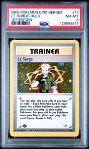 2000 Pokemon Gym Heroes 1st Edition Lt. Surge-Holo 8 PSA #17 - Picture 1 of 2