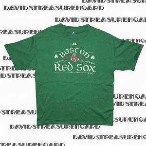 Vintage Boston Red Sox Mens Tee Size Large Majestic Irish Theme Green - Picture 1 of 8