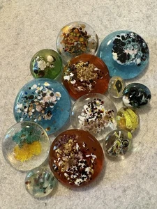 Hand Made Studio Dichroic Glass Buttons Lot of 13, Speckled Craft Focal - Picture 1 of 12