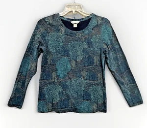 Camiseta Christopher & Banks Top Pullover Mediana/Grande Teal Trees Base Natural - Imagen 1 de 10