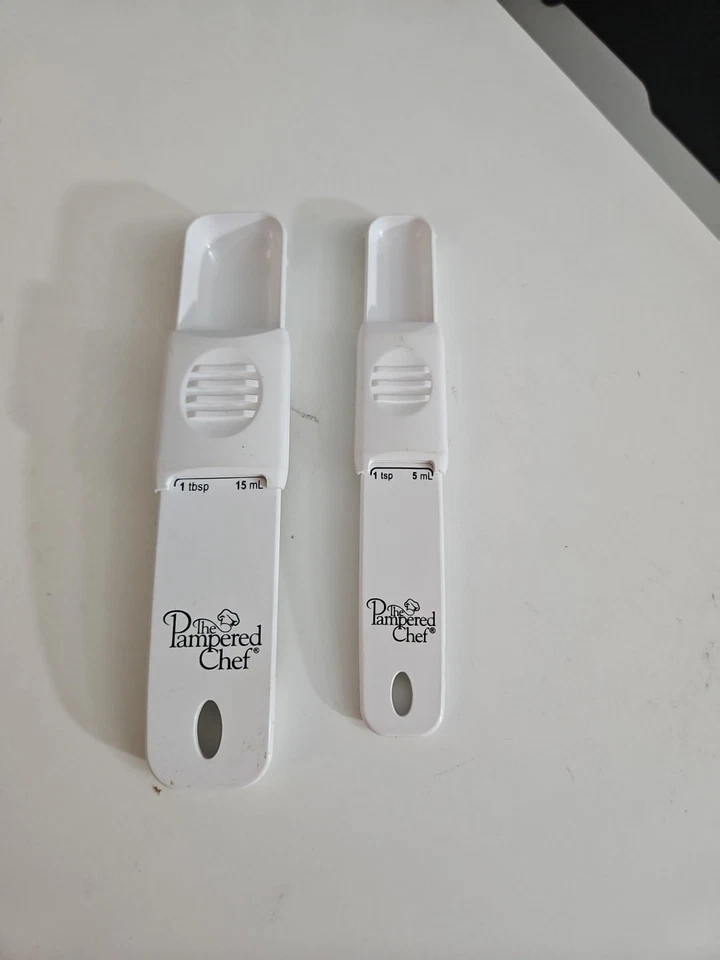 Set of 2 Pampered Chef Adjustable Dry Measuring Spoons Teaspoon & Tablespoon USA - Image 1 of 1