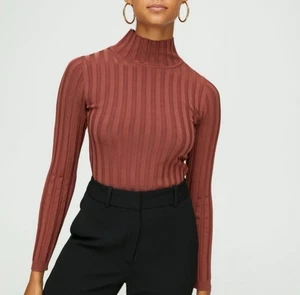 Babaton Aritzia Langarm Rollkragen Pullover Damen Größe S Rost Stretch - Bild 1 von 9