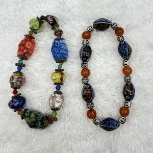 Kunstglas Stretch Armband 2 Stück bunt Vintage bis jetzt - Bild 1 von 5