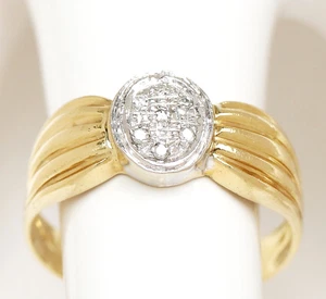 Diamantring 18 Karat 750 Gold Gelbgold Bicolor 7 Diamanten 4,13g Damenring Gr 61 - Picture 1 of 4
