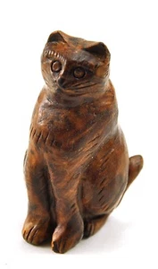 5 x CAT Kitty BOXWOOD Natural Wood Hand Carved Carving Figurine Miniature Mixed - Picture 1 of 4