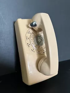 VTG Bell Rotary Telephone Prop Wall Mount Retro 50s Plastic Tan Cream Beige - Picture 1 of 9