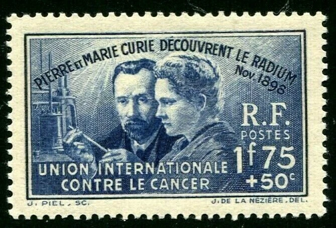 法国 SCOTT# B76 MH 医疗主题/皮尔和玛丽·库里(迪斯科弗收音机) — 第 1/1 张图片