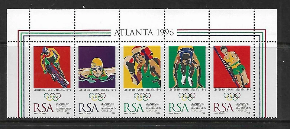 Tira de 5 Juegos Olímpicos de Atlanta 1996 completa MUH/MNH como emitida se vende según escaneo Foto 1 de 1