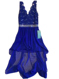 NWT Girls Juniors Prom Ball Gown Dress Sleeveless Electric Blue w/Sparkles Sz 11 - Picture 1 of 2