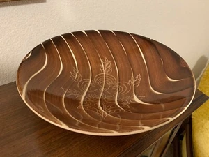 PURINTON SLIPWARE LARGE SERVING/CENTERPIECE BOWL BROWN AND CREAM - Picture 1 of 8