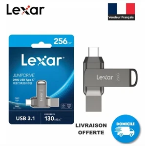 Clé USB Lexar® 256Go D400 Jumpdrive noire Ultras-Rapide, USB-C haute vitesse - Photo 1/13