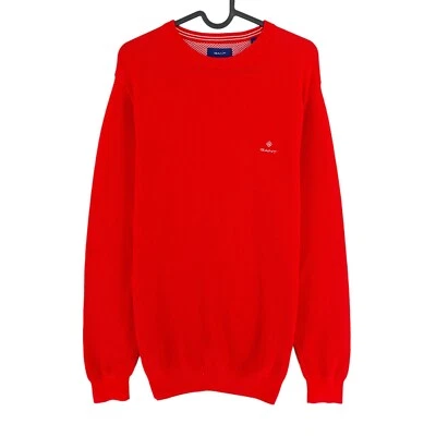 GANT Rouge Coton Piqué Pull Col Rond Pull TAILLE - Photo 1/4
