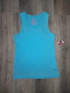 Y2K Teal Studded Tank Top K-POP style Shirt Kids Size XL (14-)16) - New - Picture 1 of 4