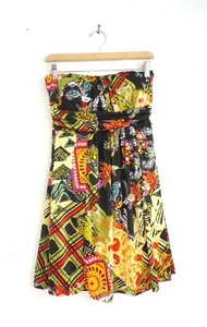 Fifth Culture Women's Dress Medium Sateen Micro Mini Strapless Colorful Floral - Picture 1 of 4